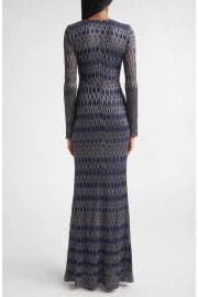 Long Sleeve 3D Diamond Pattern Lamé Maxi Dress at Nordstrom